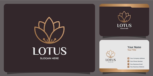 Logotipo e cartão de visita do design da flor de lótus