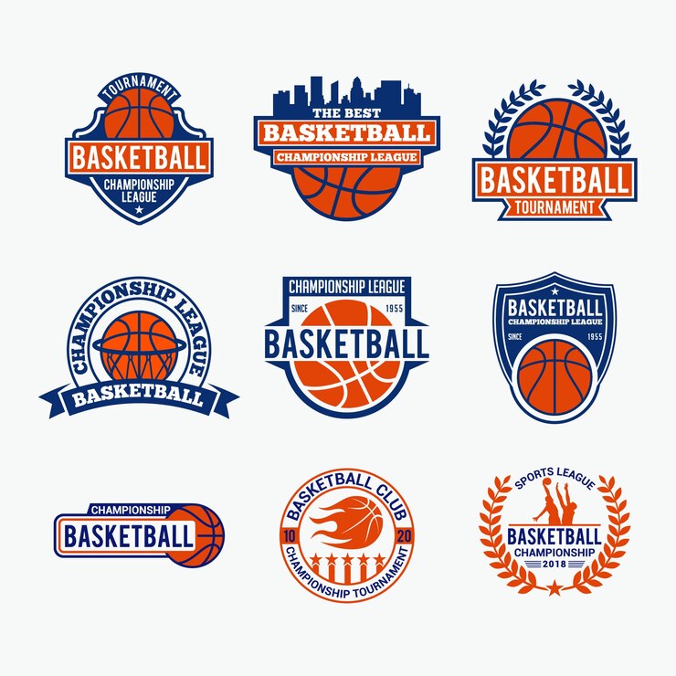Vetor logotipo e emblemas dos emblemas do basquetebol