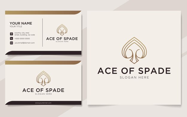 Logotipo e modelo de cartão de visita de luxo ace of spade