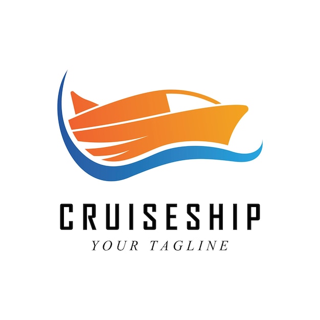 Logotipo e vetor de navio de cruzeiro com modelo de slogan