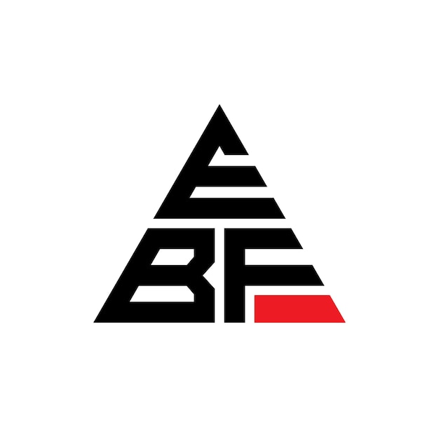 Vetor logotipo ebf triângulo com forma de triângulo, monograma ebf triángulo vetorial, modelo de logotipo ebf com cor vermelha, logotipo triangular, logotipo simples, elegante e luxuoso.