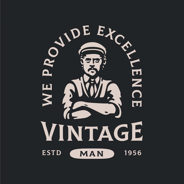 Vetor logotipo editável vintage man