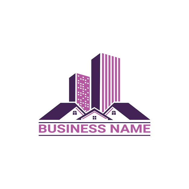 logotipo elegante de imóveis roxos