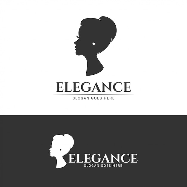 Logotipo elegante de menina bonita de elegância