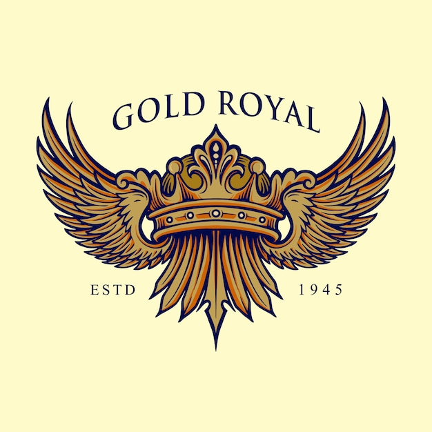 Logotipo elegante golden royal crown