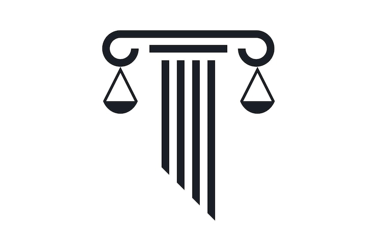 Vetor logotipo elegante simples do escritório de advocacia logotipo da justiça fundo preto e branco