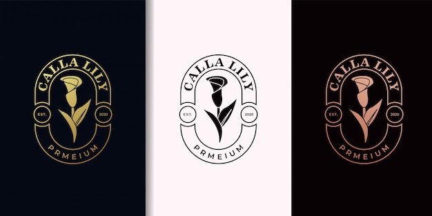 Logotipo elegante vintage dourado de copo de leite