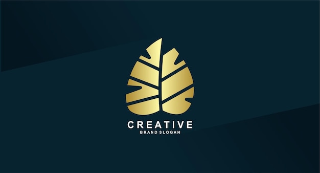 Logotipo em folha de ouro que diz criativo em um fundo azul escuro