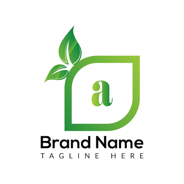 Logotipo em letra um modelo eco em uma letra inicial eco folha natureza sinal verde conceito