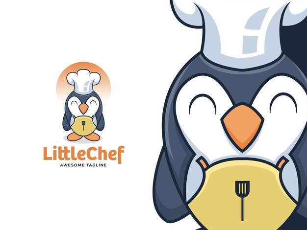 Vetor logotipo engraçado little-chef mascot