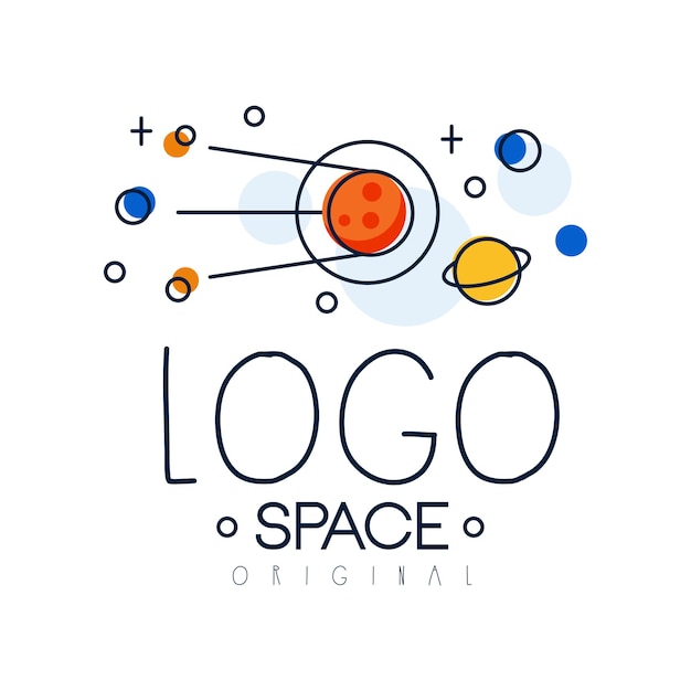 Vetor logotipo espacial exploração original da ilustração vetorial do rótulo espacial em fundo branco