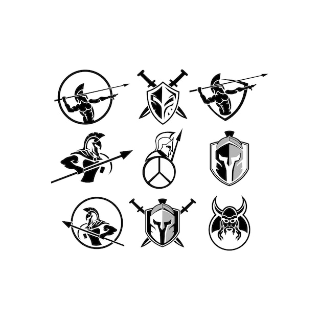 Vetor logotipo espartano - modelo de vetor de logotipo de inspiração gladiador