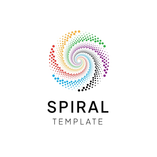 Logotipo espiral colorido com pontos circulares