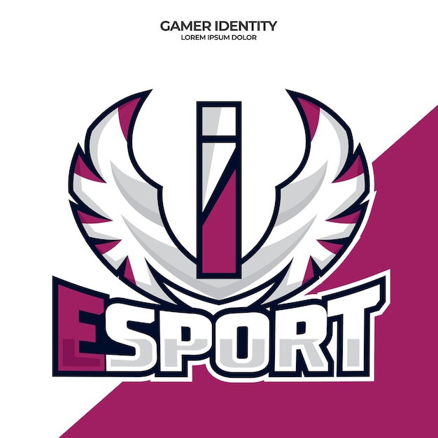 Logotipo esport de asa de águia carta i modelo de design ilustração do logotipo esport de pássaro logotipo esport inicial