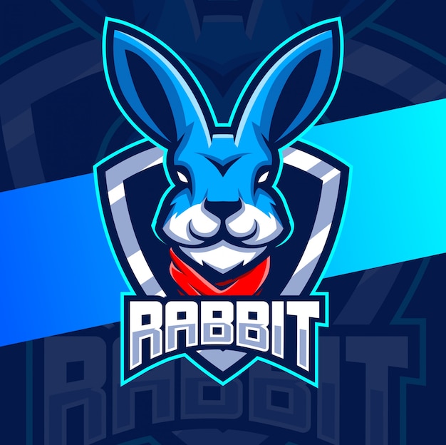 Logotipo esport de mascote de cabeça de coelho