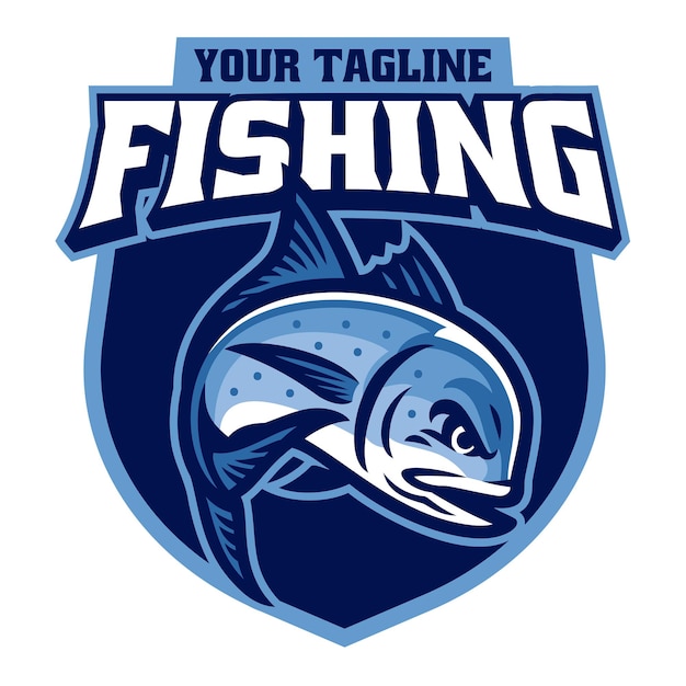 Vetor logotipo esportivo da pesca em trevally gigante