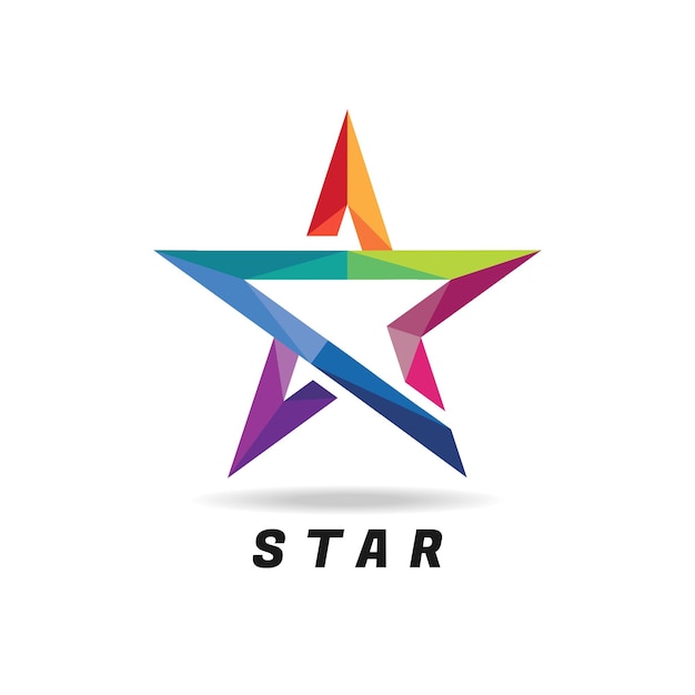 Logotipo estrela 3D colorido com ícones de sinais modelo de empresa