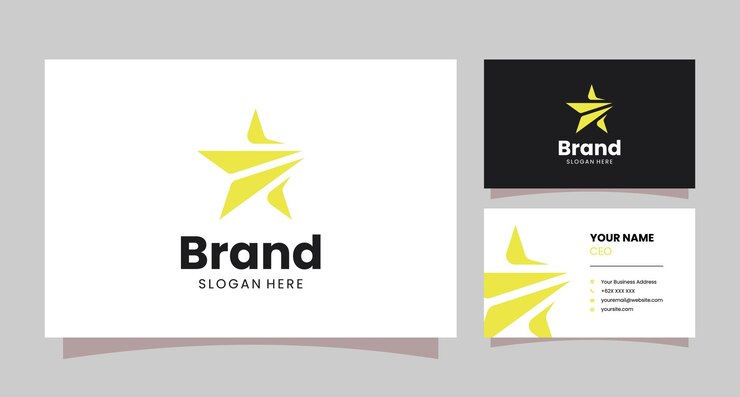 Vetor logotipo estrela com cartão de visita
