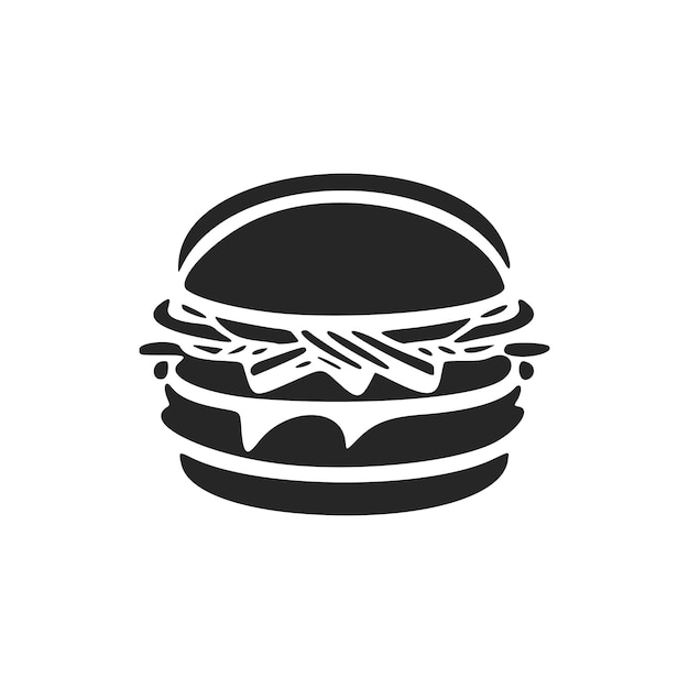 Logotipo estrito e minimalista em preto e branco com a imagem de um hambúrguer