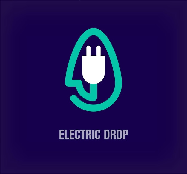 Logotipo exclusivo de plugue elétrico em gota d'água Crescimento criativo e modelo de logotipo de marca da empresa vetor