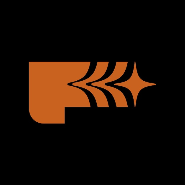 Vetor logotipo f com estrelas tema vintage retro