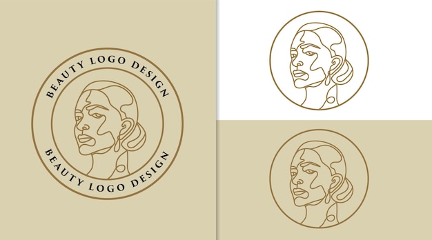 Logotipo feminino de beleza feminina rosto minimalista linha arte desenhada à mão