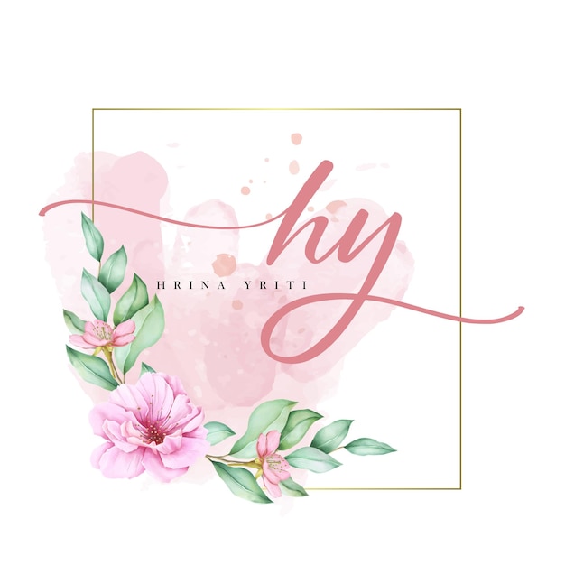 Logotipo floral aquarela