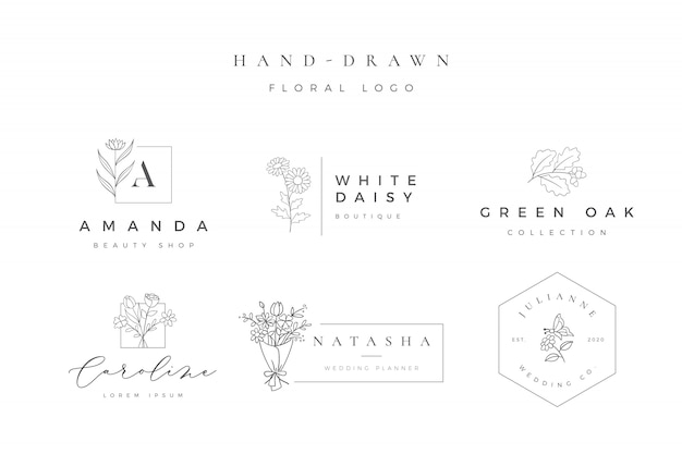 Logotipo floral desenhada mão minimalista