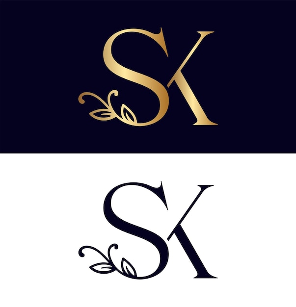Logotipo floral design da marca sk