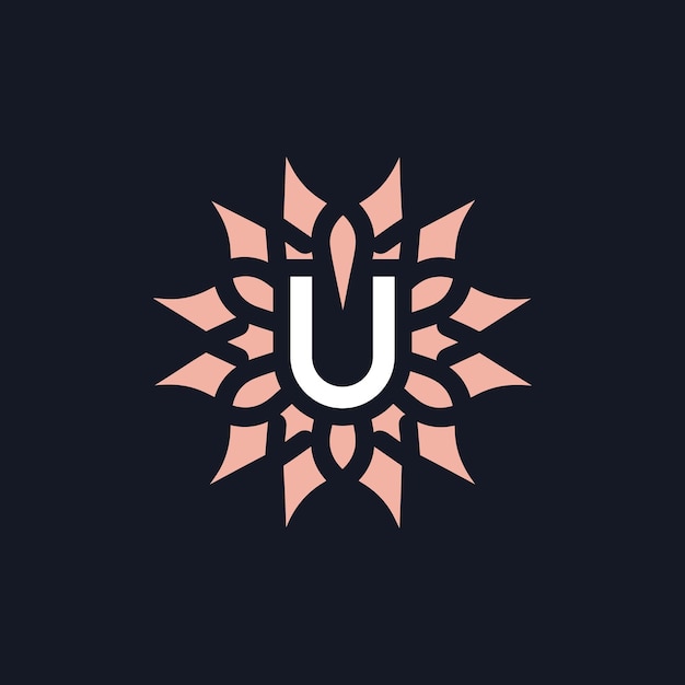 logotipo florido elegante e bonito da letra U