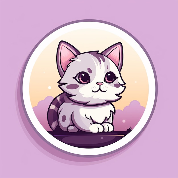 Logotipo fofo de gato roxo