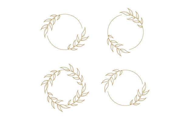 logotipo folha flor casamento ornamento de ouro quadro círculo