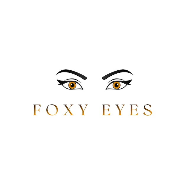 Vetor logotipo foxy eyes logotipo olhos ouro rosa em branco