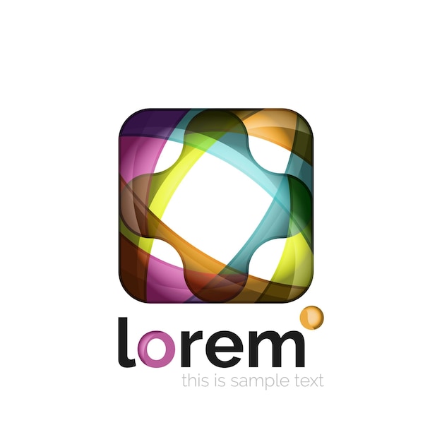 Logotipo geométrico abstrato criado com formas lisas sobrepostas