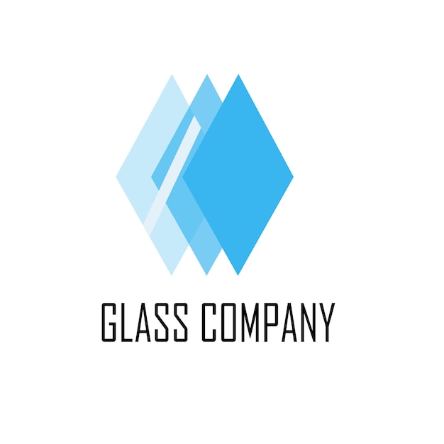 Logotipo geométrico azul da GLASS COMPANY em fundo branco