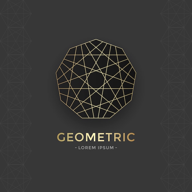 Logotipo geométrico sagrado com linha de ouro.