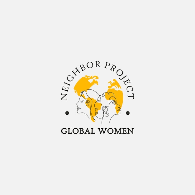 Vetor logotipo global woman silhouette mundo moderno