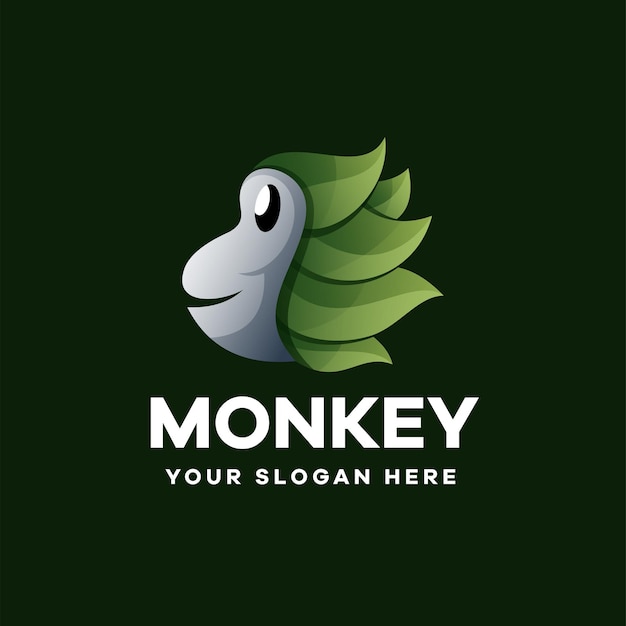 Logotipo gradiente de ilustração de macaco