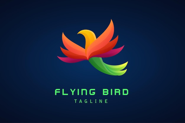 Logotipo gradiente de pássaro voador colorido para a empresa