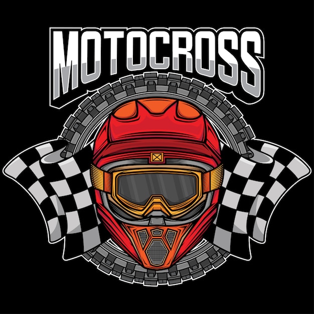 Logotipo gráfico de capacete de motocross