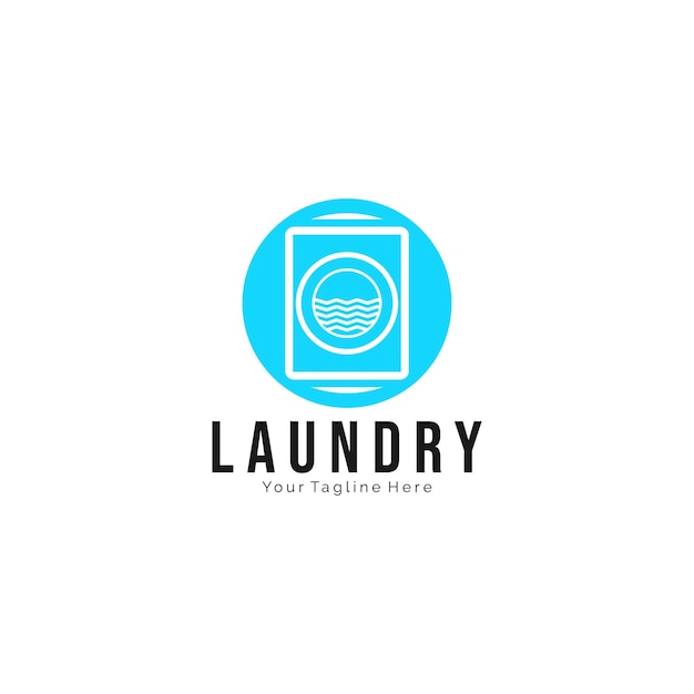 Logotipo gráfico de lavanderia vetorial e logotipo da máquina de lavar