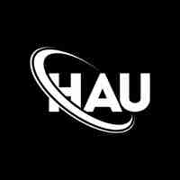 Vetor logotipo hau design de logotipo de letra hau iniciais logo hau ligado com círculo e monograma em maiúsculas logo hau tipografia para negócios de tecnologia e marca imobiliária