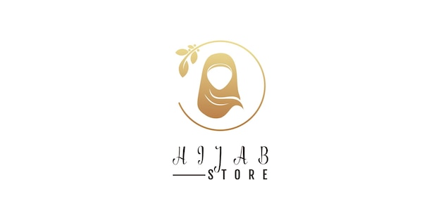 Logotipo hijab de beleza com design de elementos florais para modelo de ícone de loja hijab