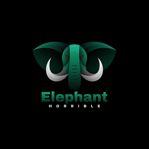 Logotipo ilustração elefante gradiente estilo colorido.