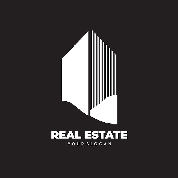 Logotipo imobiliário branco com um modelo de vetor de construção. logotipo da casa. logotipo da empresa. preenchimento e linha