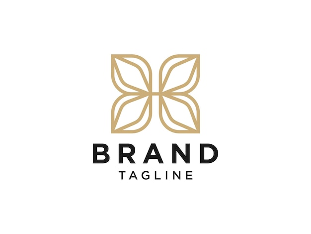 Logotipo inicial abstrato da letra h. estilo linear dourado. utilizável para negócios, saúde, natureza.