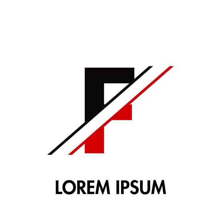 Vetor logotipo inicial cruzado com letra f e duas linhas
