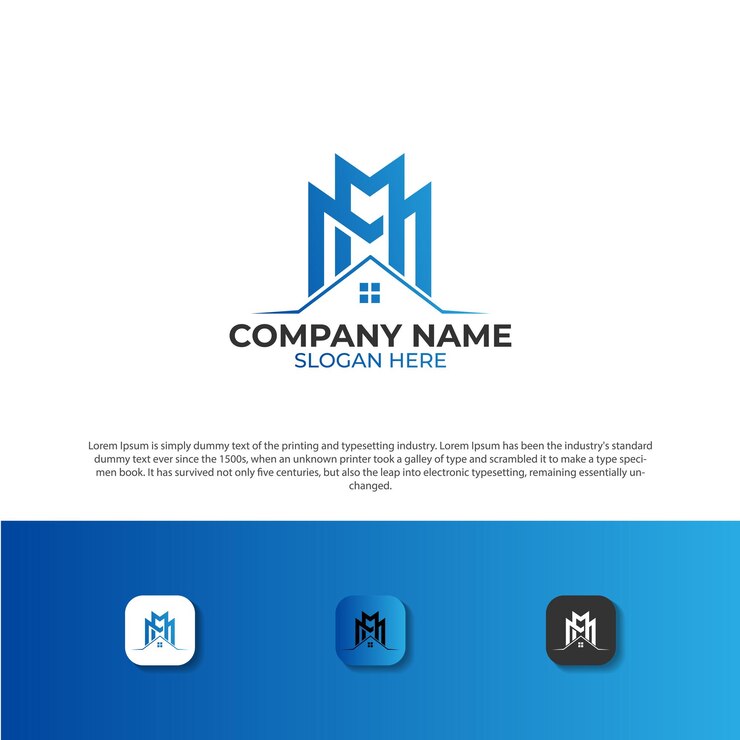 Vetor logotipo inicial da letra mm combinado com negócios imobiliários