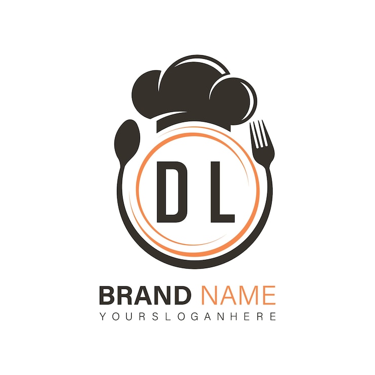Vetor logotipo inicial de monograma dl com design de logotipo em forma de círculo de restaurante
