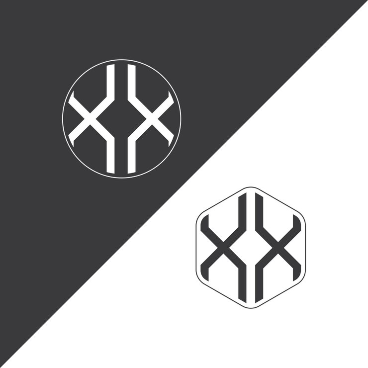 Vetor logotipo inicial de monograma xx com forma de círculo e polígono design criativo de logotipo